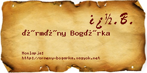 Örmény Bogárka névjegykártya